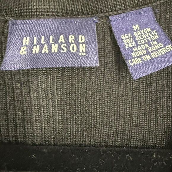 Hillard & Hanson Black Button Down Cardigan Sweater Medium Made in Hong Kong - Picture 7 of 7